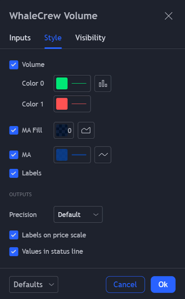 Volume indicator style configuration